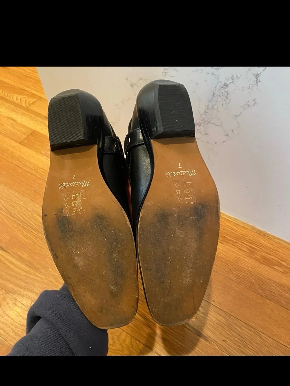 Madewell The Santiago Western Leather Black Ankle Boots (Size: 7)